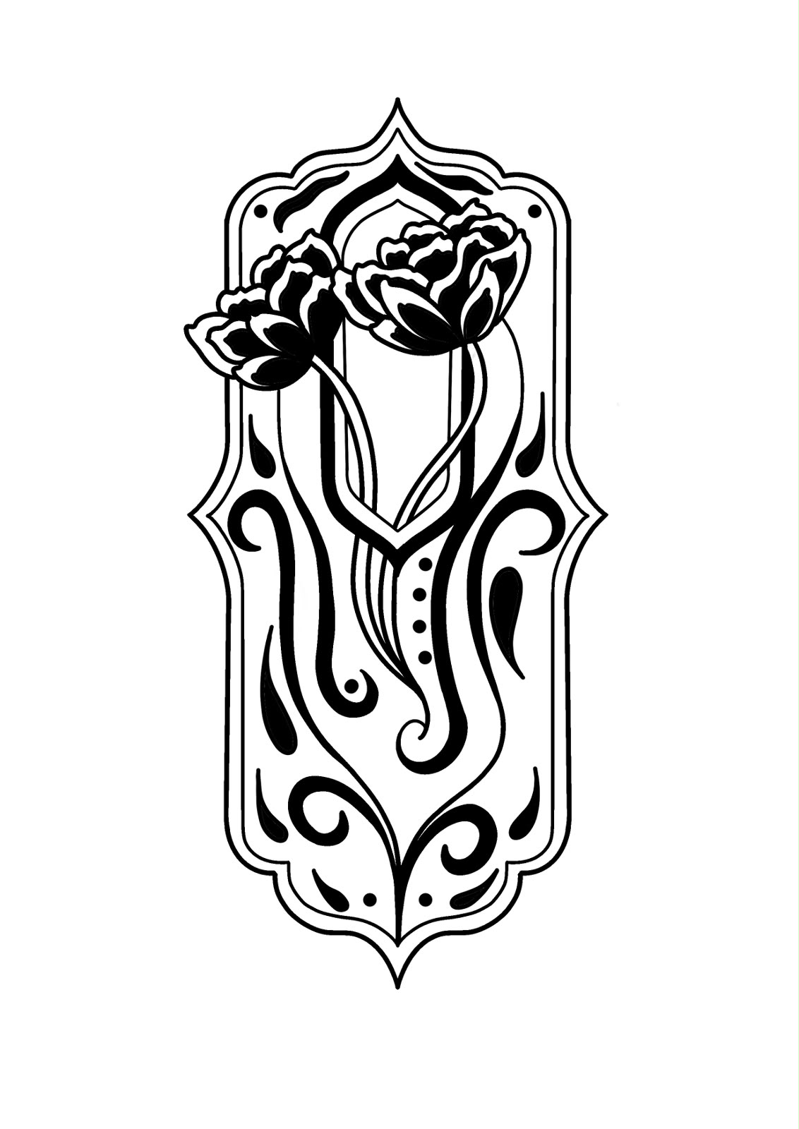 Rose ornementale en blackwork